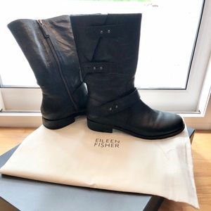 Eileen Fisher black leather boots